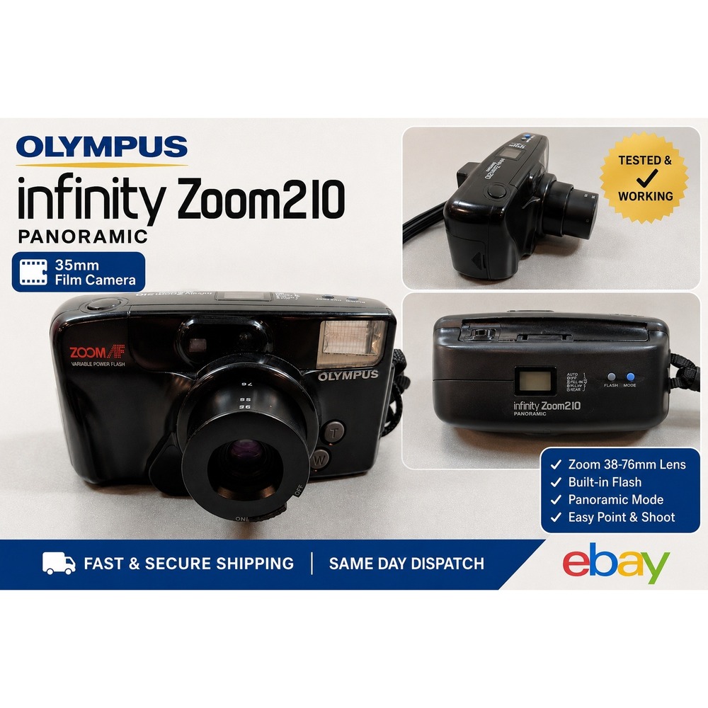 Olympus Infinity Zoom 210 Quartzdate‎ 35mm Film Camera 38-76mm Lens Black AF
